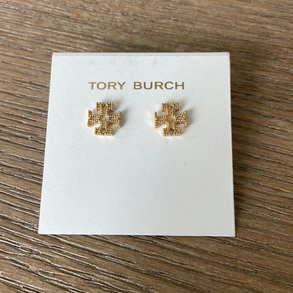 Tory Burch milgrain logo stud earrings